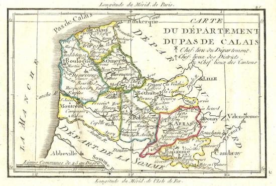 Le département du Pas-de-Calais  en 1795
